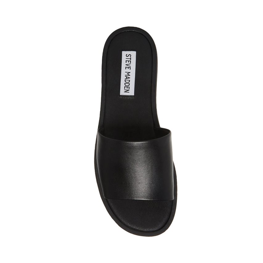 Sandalias de Diapositivas Steve Madden Kaya Cuero Mujer Negras | ES NYE823